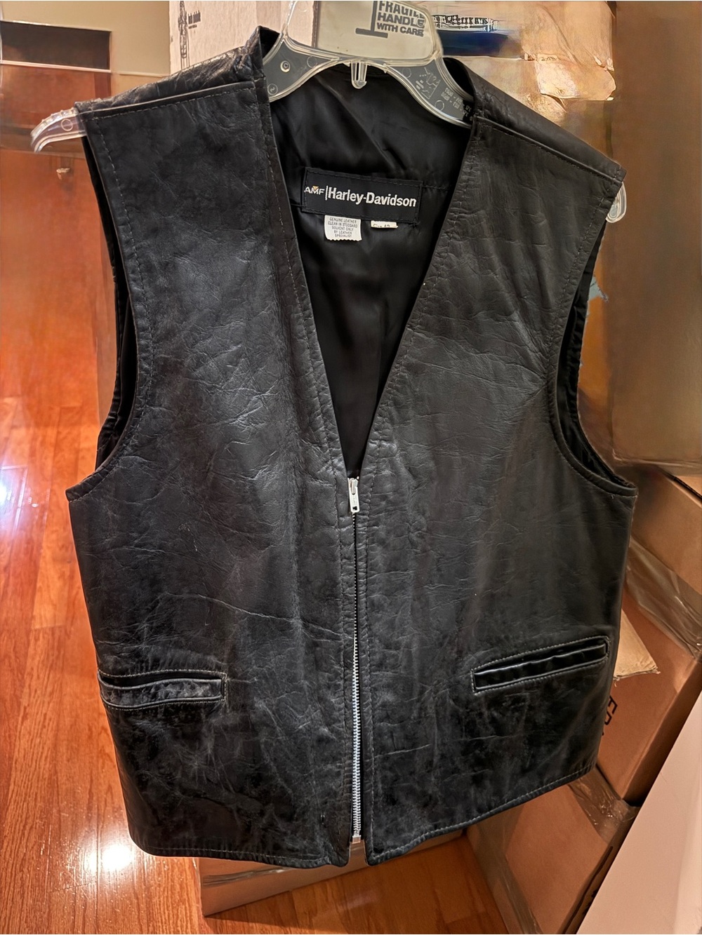Harley-Davidson Black Leather Zip Vest